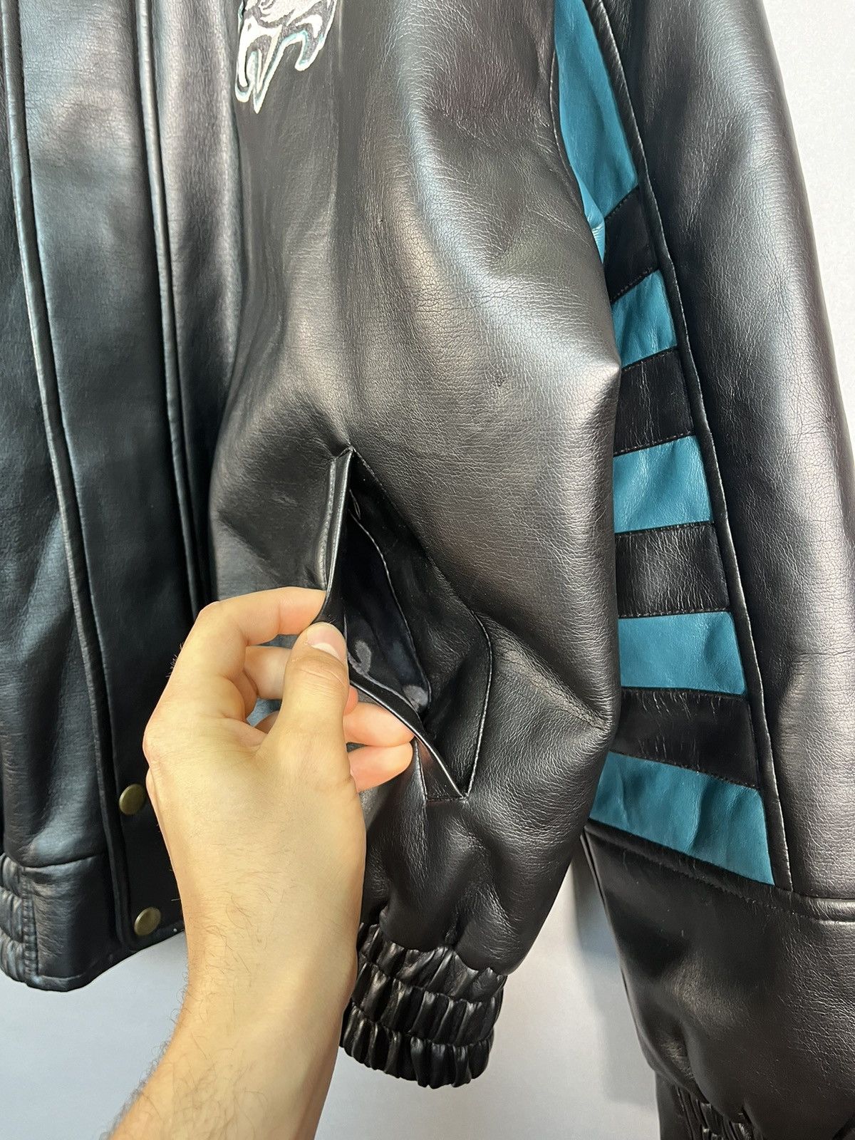NFL Rare Philadelphia Eagles Embroidered Leather Jacket Size US L / EU 52-54 / 3 - 4 Thumbnail