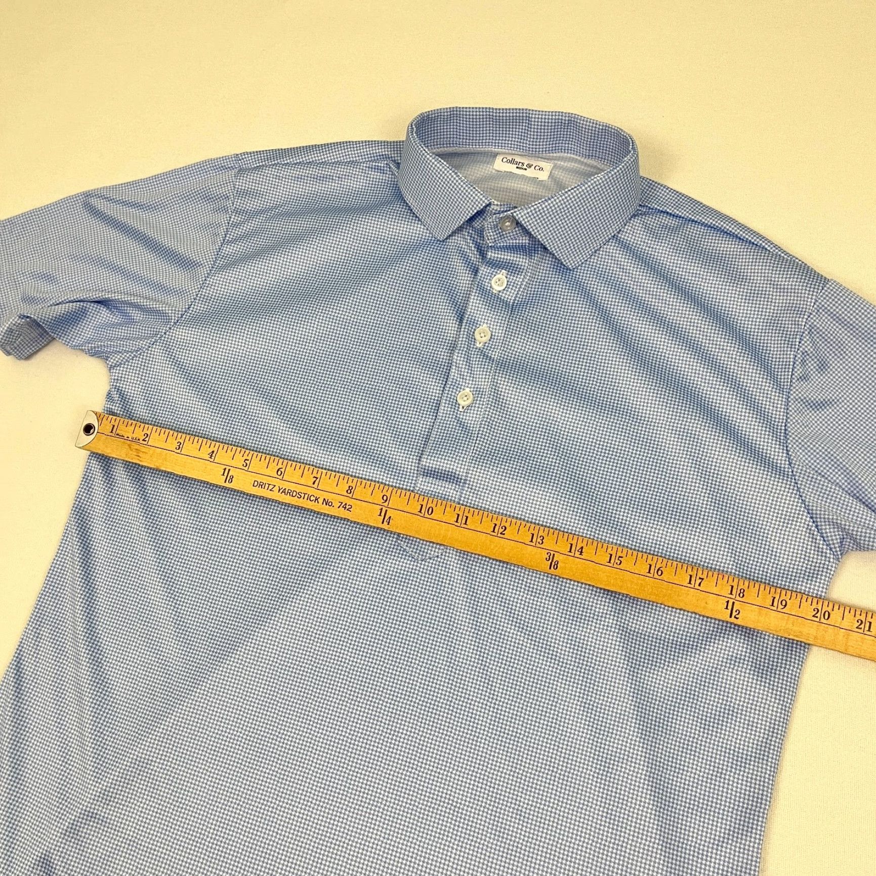 CO Collars & Co Polo Shirt Mens M Blue Houndstooth Dress Collar Work Office Casual Size US M / EU 48-50 / 2 - 5 Thumbnail