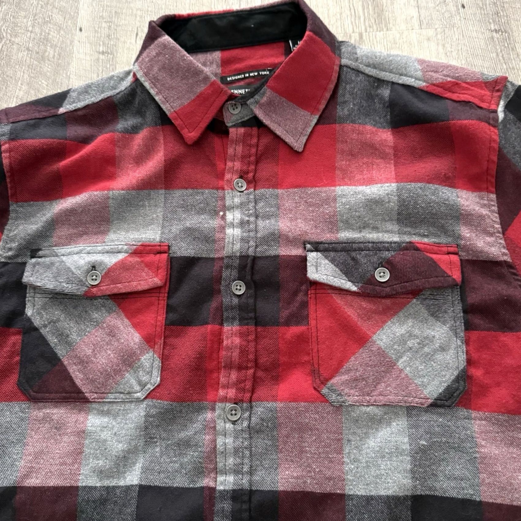 Kenneth Cole Kenneth Cole Flannel Shirt Men M Red Black Gray Slim 2-Way Stretch GORP NEW Size US M / EU 48-50 / 2 - 8 Thumbnail