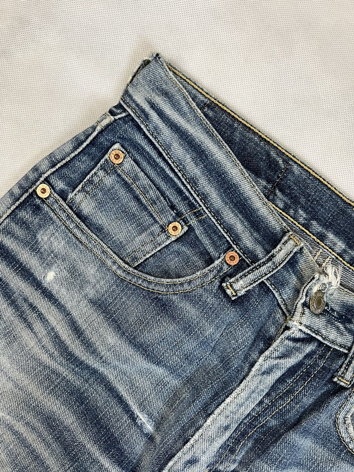 LVC × Levi's Vintage Clothing Vintage 90's Levis Distressed And Aging Karakuri Denim Size US 29 - 11 Thumbnail