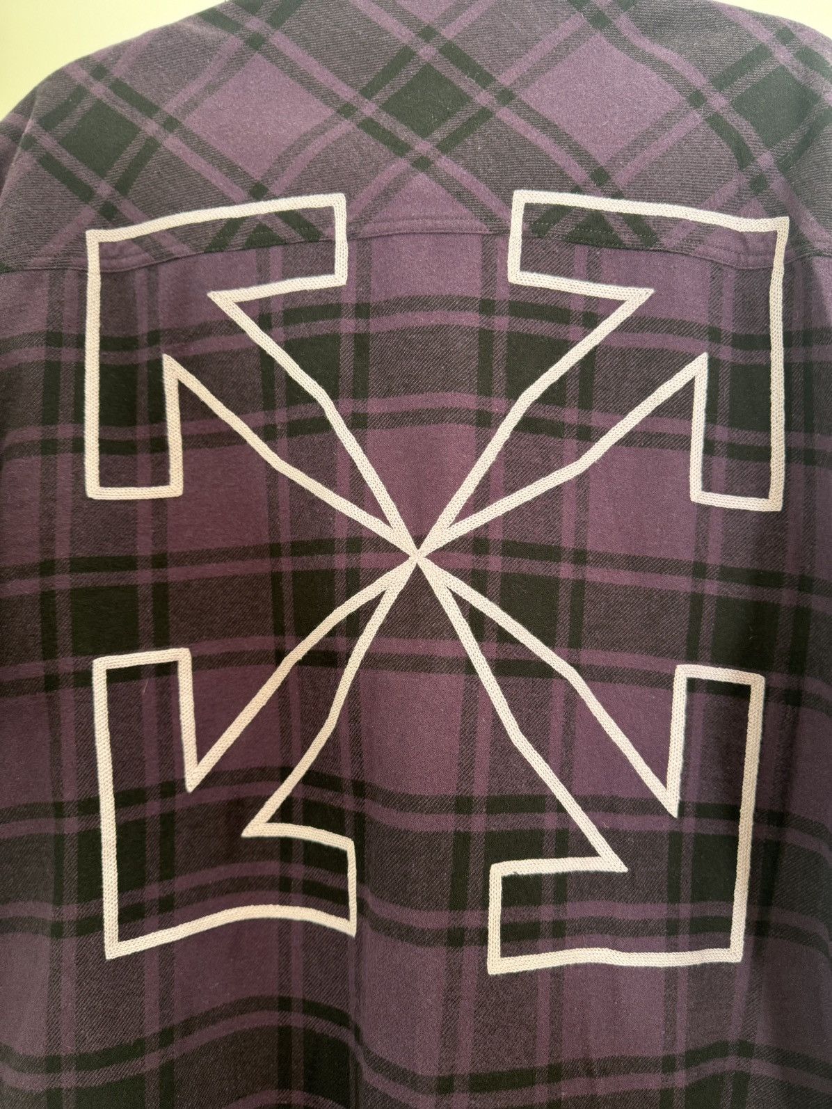 Off-White Purple Plaid Off-White Short Sleeve Button Up Size US L / EU 52-54 / 3 - 5 Thumbnail