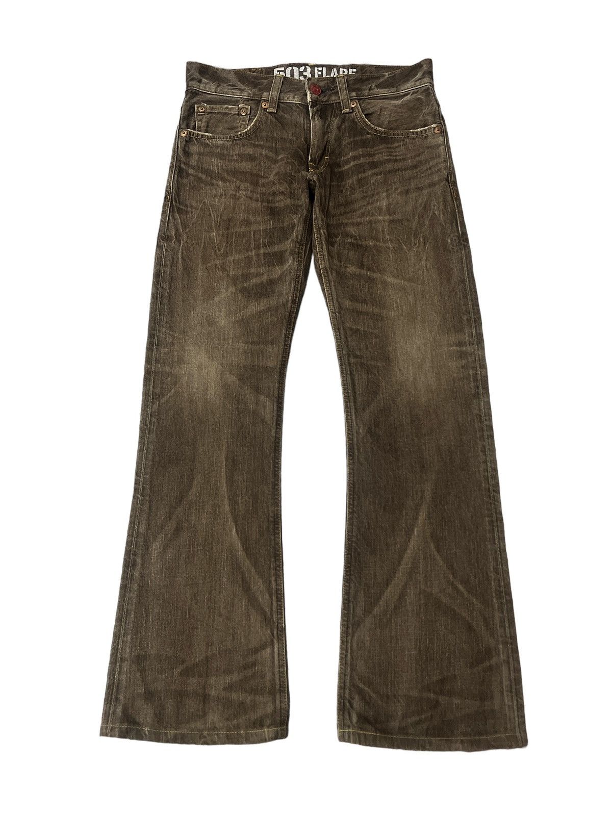 If Six Was Nine FLARED🔥EDWIN 503 BROWN FADED DISTRESSED DENIM PANT Size US 30 / EU 46 - 1 Thumbnail