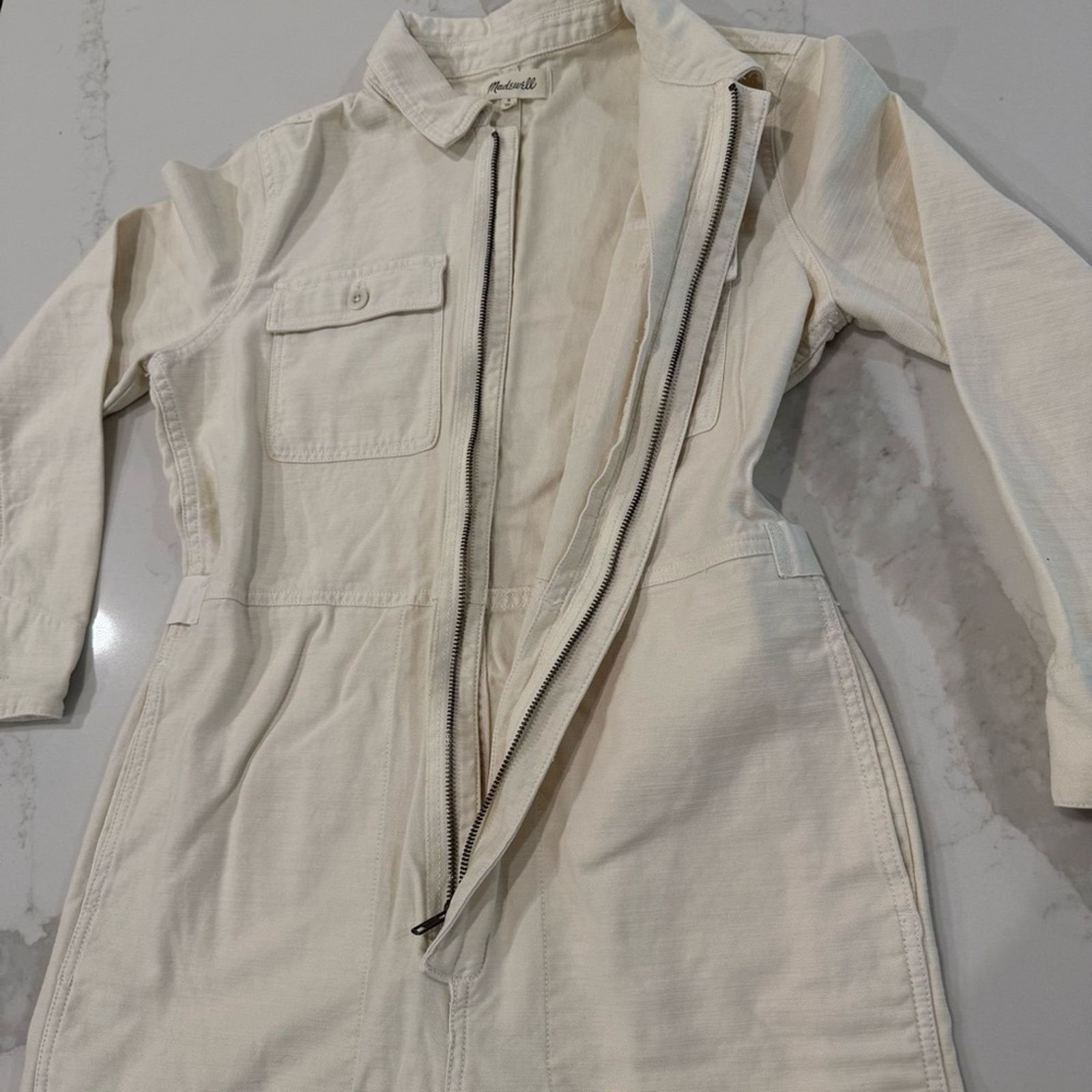 Madewell Madewell Long Sleeved Utility Coveralls Women’s Medium Ivory Size 32" / US 10 / IT 46 - 6 Thumbnail