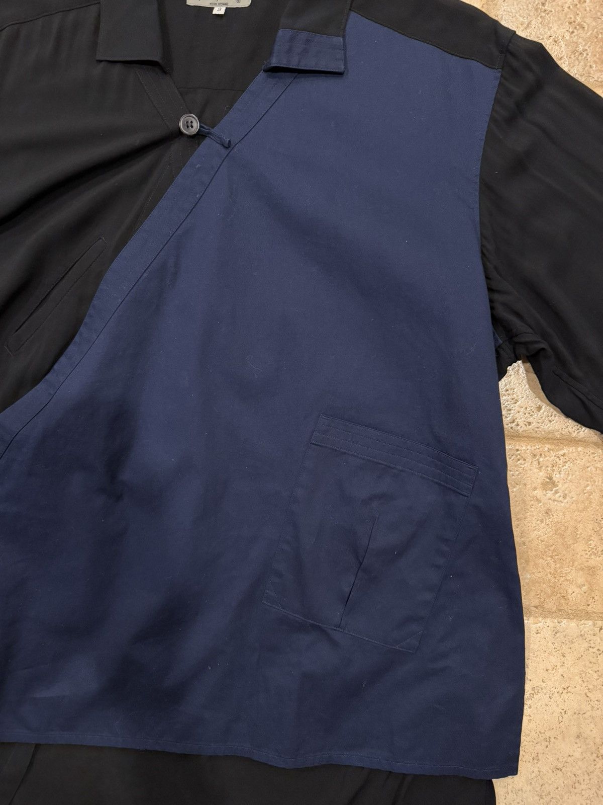 Yohji Yamamoto Yohji Yamamoto Homme Black/Navy Taoist Robe Button Up Shirt Size US L / EU 52-54 / 3 - 6 Thumbnail
