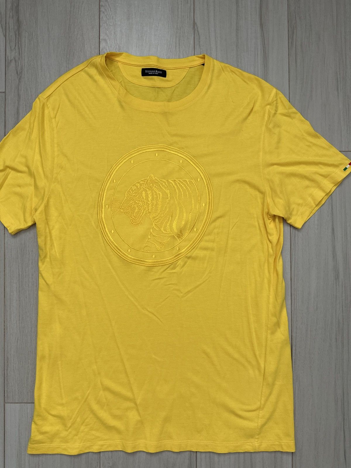 Stefano Ricci Stefano Ricci Tiger Embroidered Yellow T-Shirt 3XL (Fits XL) Size US XL / EU 56 / 4 - 1 Thumbnail
