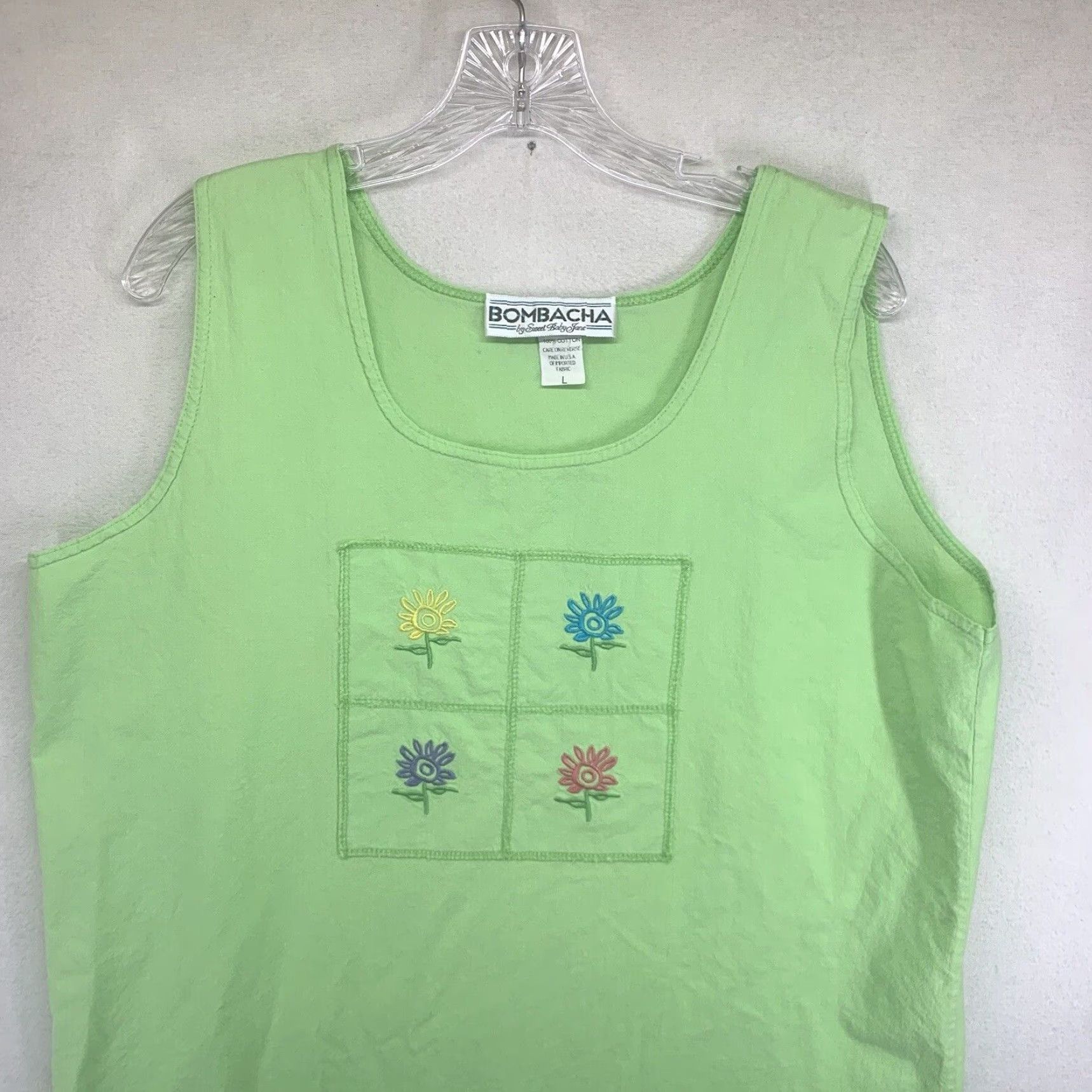 Vintage VINTAGE Women's Beach Dress Sheath Summer Cotton Lime Green Size Large Embroidered Ocean Vacation Size L / US 10 / IT 46 - 4 Thumbnail