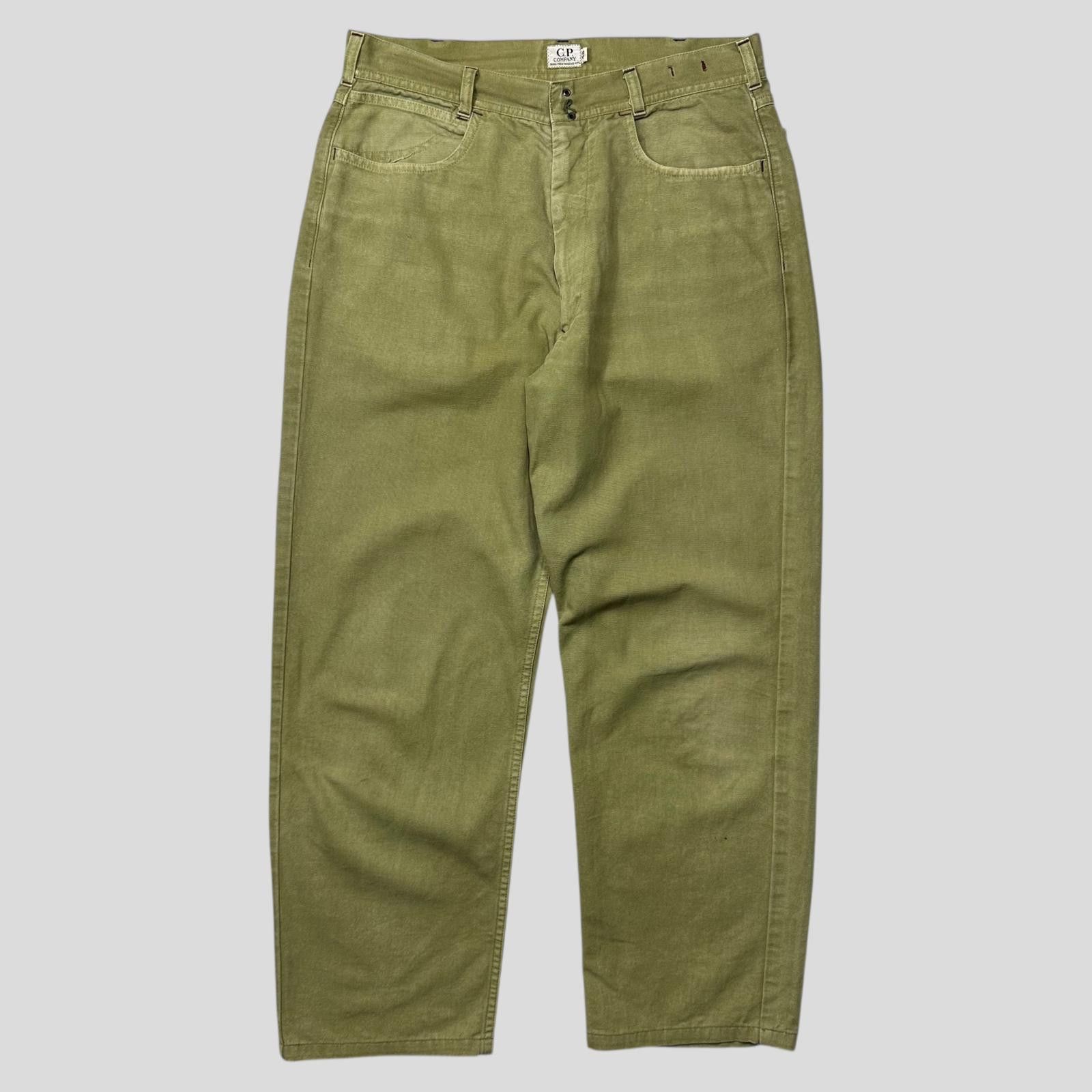 C.P. Company CP Company 1992 Ideas Massimo Osti Green Logo Trousers - 31 Size US 31 - 3 Thumbnail