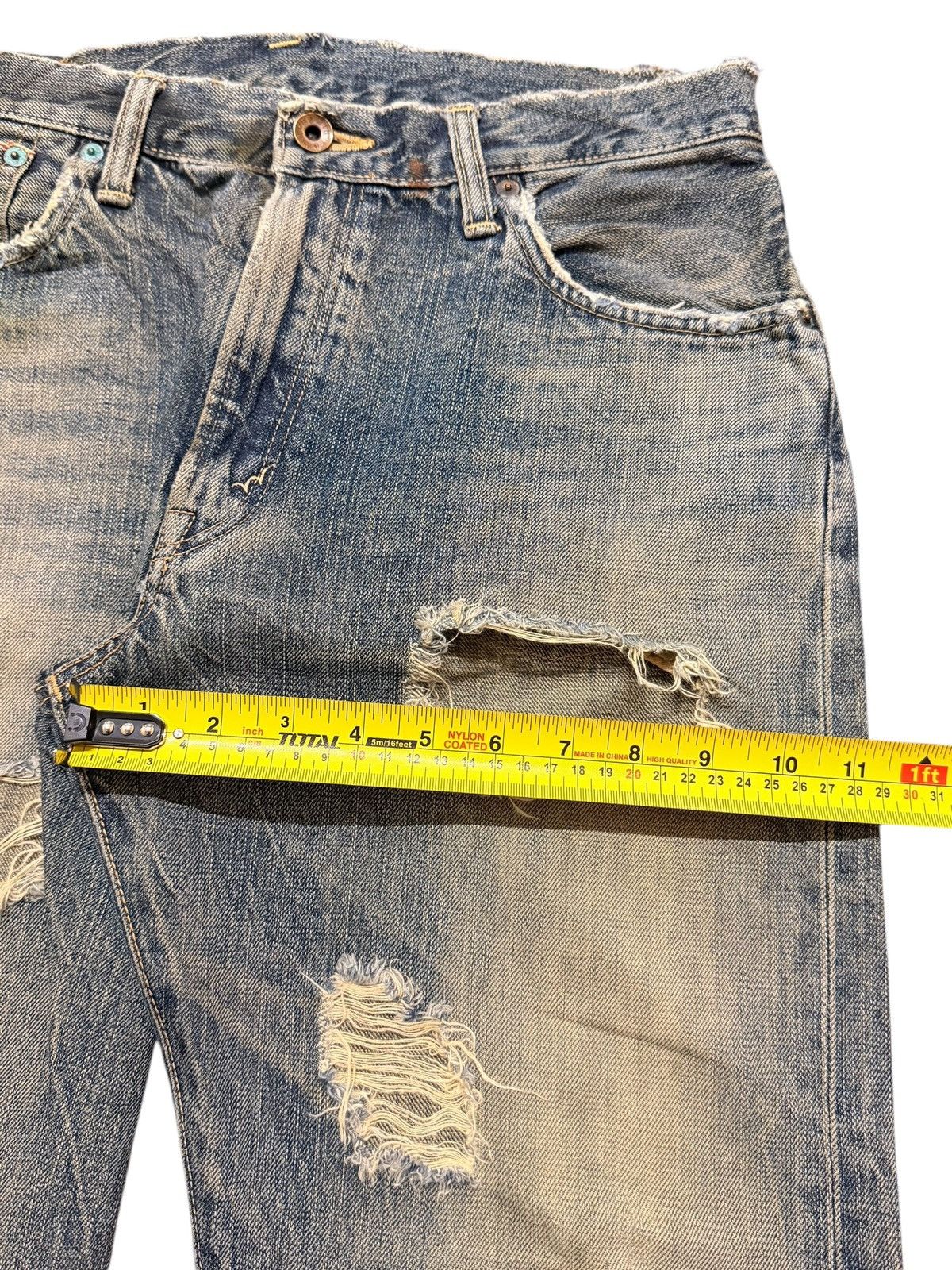 Edwin Vintage Edwin 505 Selvedge Mud Wash Faded Distressed Style Size US 31 - 17 Thumbnail