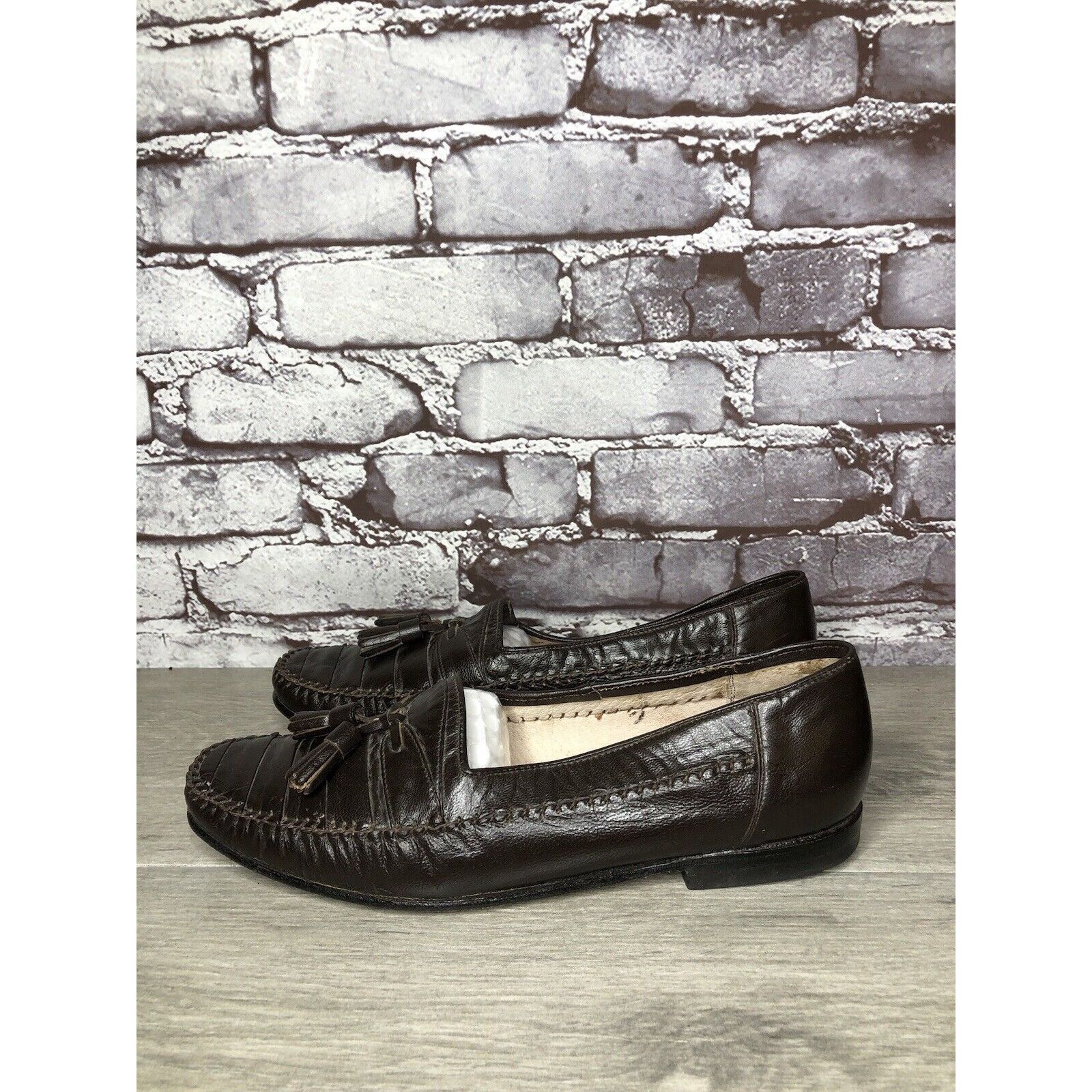 Other Andre Verger Brown Leather Tassel Loafers Handsewn Shoes Men Size US 8 / EU 41 - 1 Thumbnail