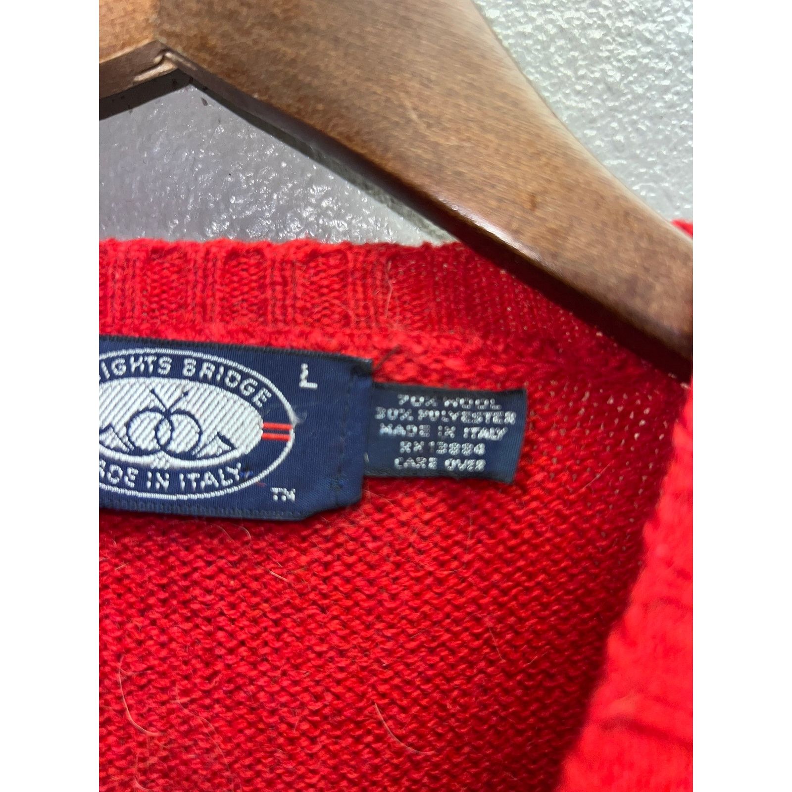 Vintage Vintage Red Wool Sweater Knights Bridge Italy Made Pullover Size US L / EU 52-54 / 3 - 7 Thumbnail