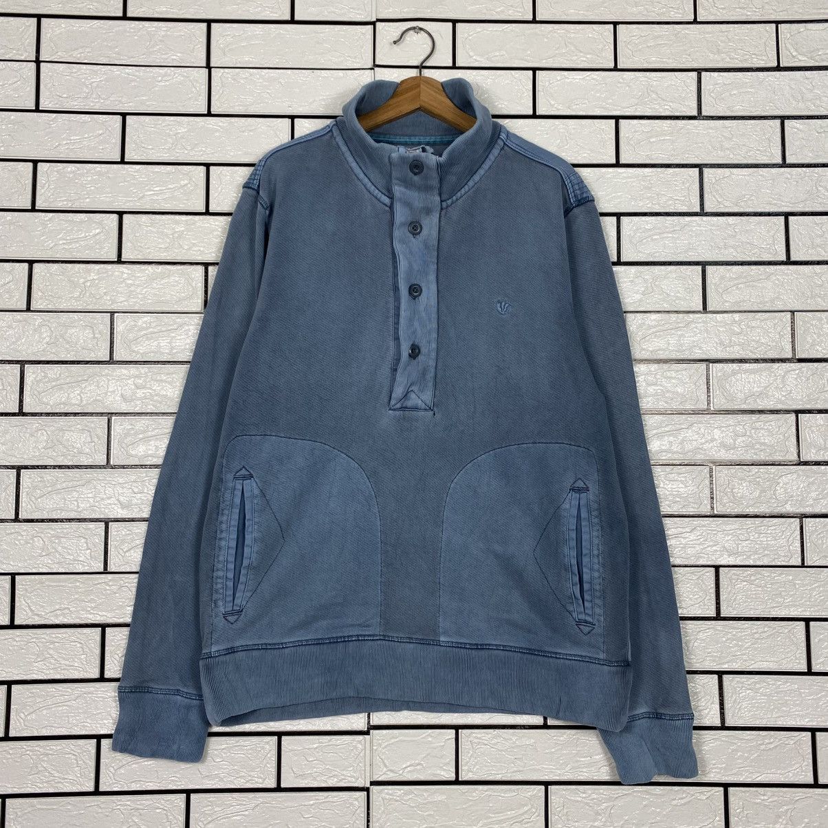 Japanese Brand Vintage Indigo Sweatshirt Half Button Fat Face Size US L / EU 52-54 / 3 - 2 Thumbnail