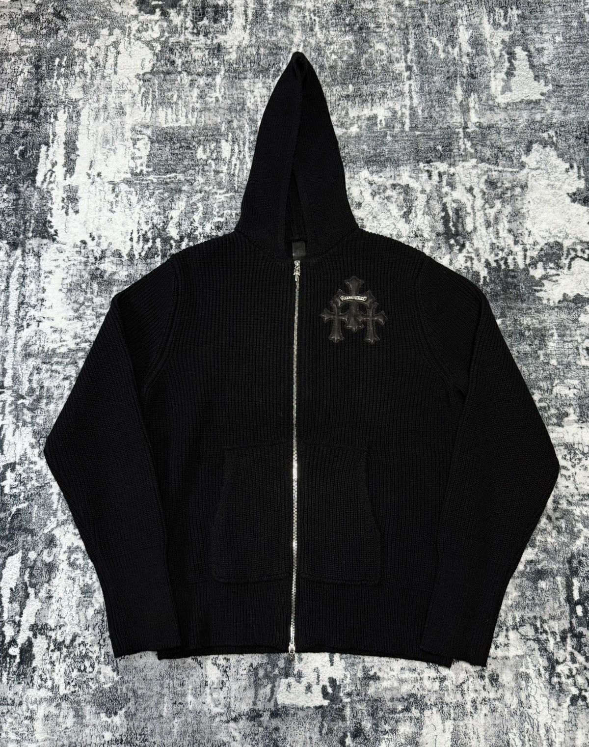 Chrome Hearts Cemetery Cross Patch Zip Up Cashmere Knit Hoodie Size US L / EU 52-54 / 3 - 1 Thumbnail