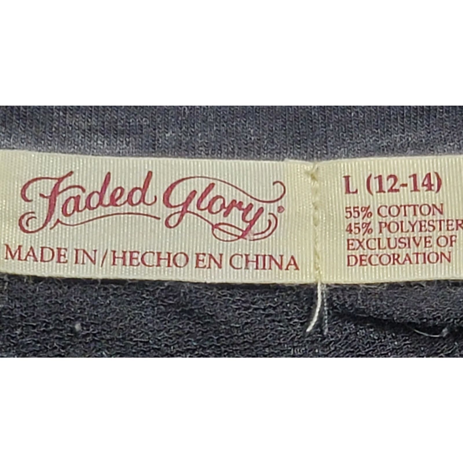 Faded Glory Faded Glory Black Heathered Exposed Stitching Top Large Size L / US 10 / IT 46 - 4 Thumbnail