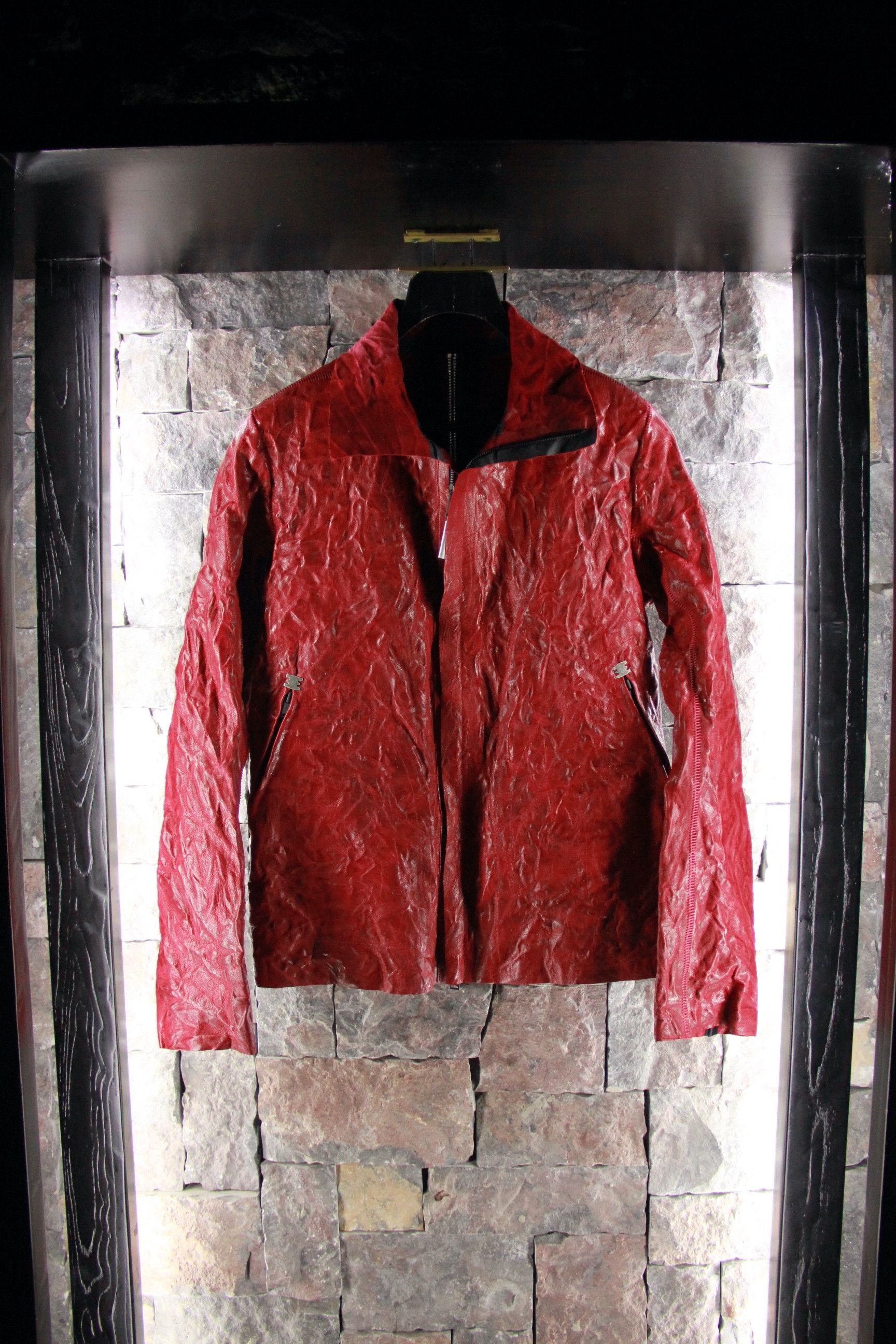 Isaac Sellam Experience Rick Owens Burgundy Half-Spine Leather Jacket Size US XL / EU 56 / 4 - 1 Thumbnail
