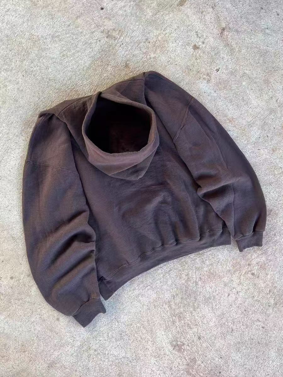 Japanese Brand × Vintage Brown retro washed letter print distressed hoodie Size US L / EU 52-54 / 3 - 2 Thumbnail