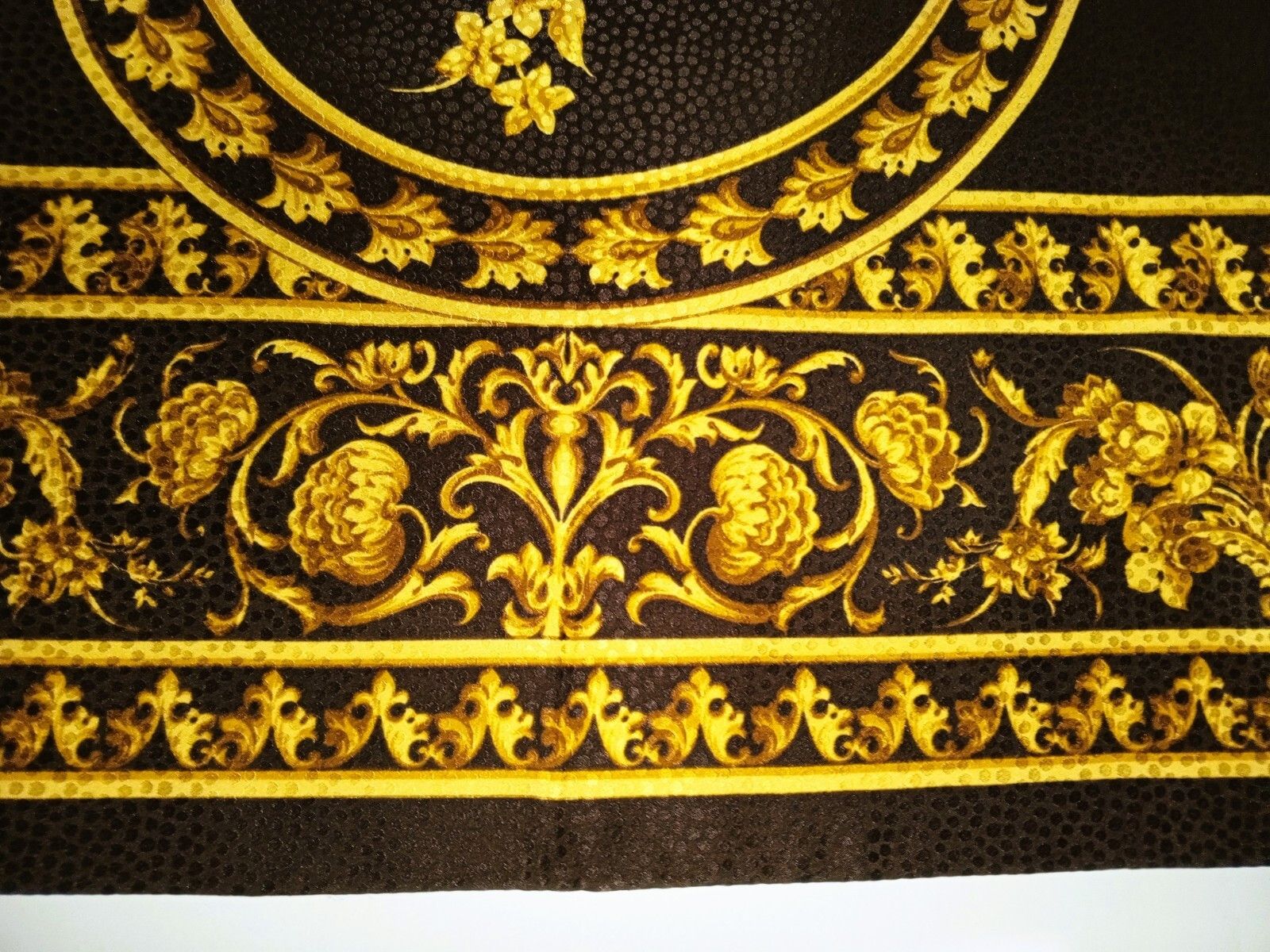 Other ERRE PARIS Victorian Baroque Floral Foliage Gold Silk Scarf Size ONE SIZE - 6 Thumbnail