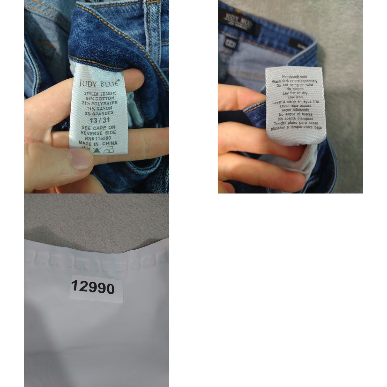 Denime Judy Blue Jeans Womens 13/31 Blue Denim Skinny Fit Mid Rise Distressed Stretch Size 34" / US 12 / IT 48 - 8 Thumbnail
