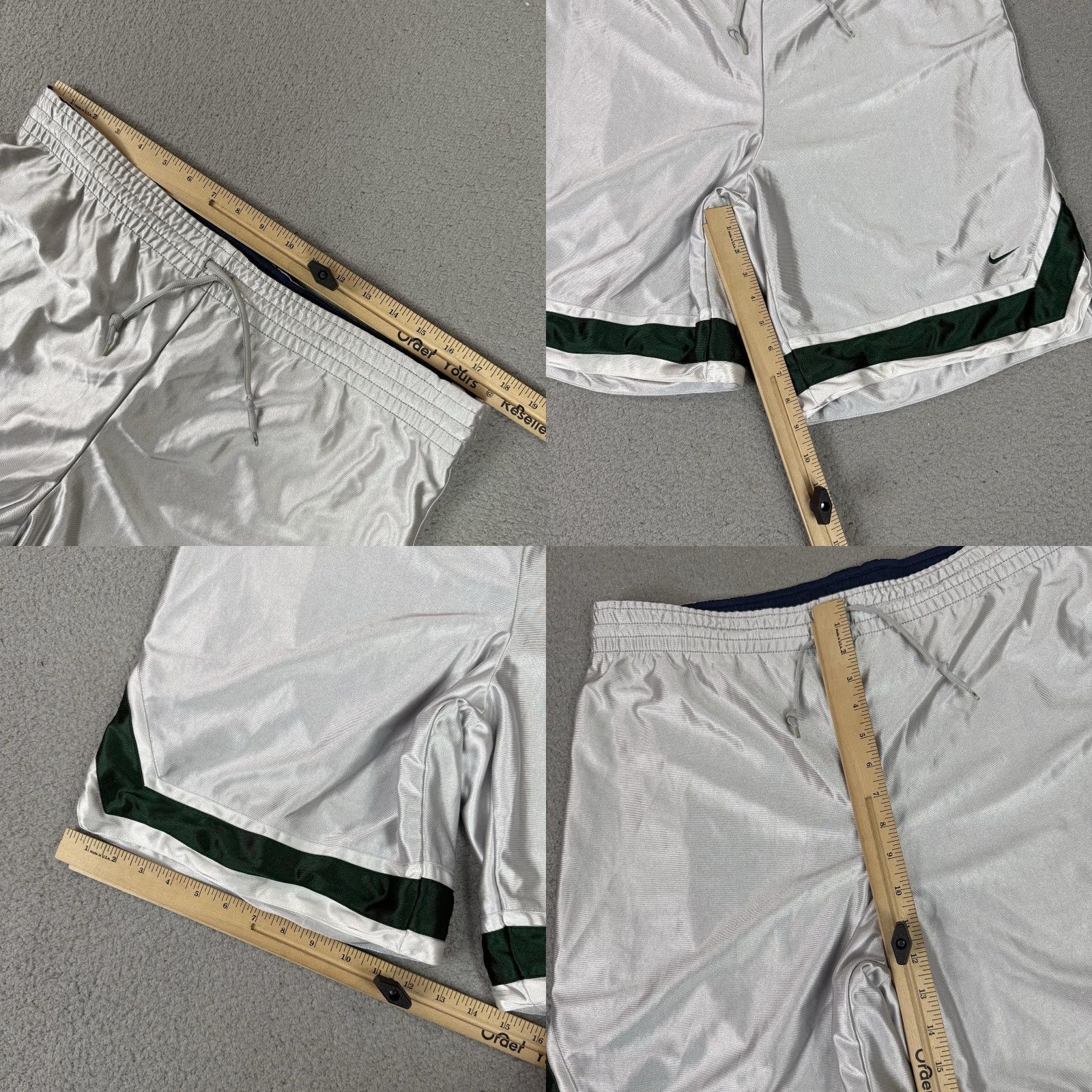 Nike VINTAGE Nike Basketball Shorts Adult M Blue Silver Dazzle Reversible 90s Logo Athletic Mens Shorts Size US 31 - 8 Thumbnail