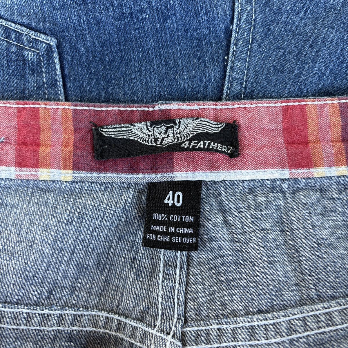 Other Y2K 4fatherz plaid baggy fit light wash faded denim jorts Size US 40 / EU 56 - 8 Thumbnail