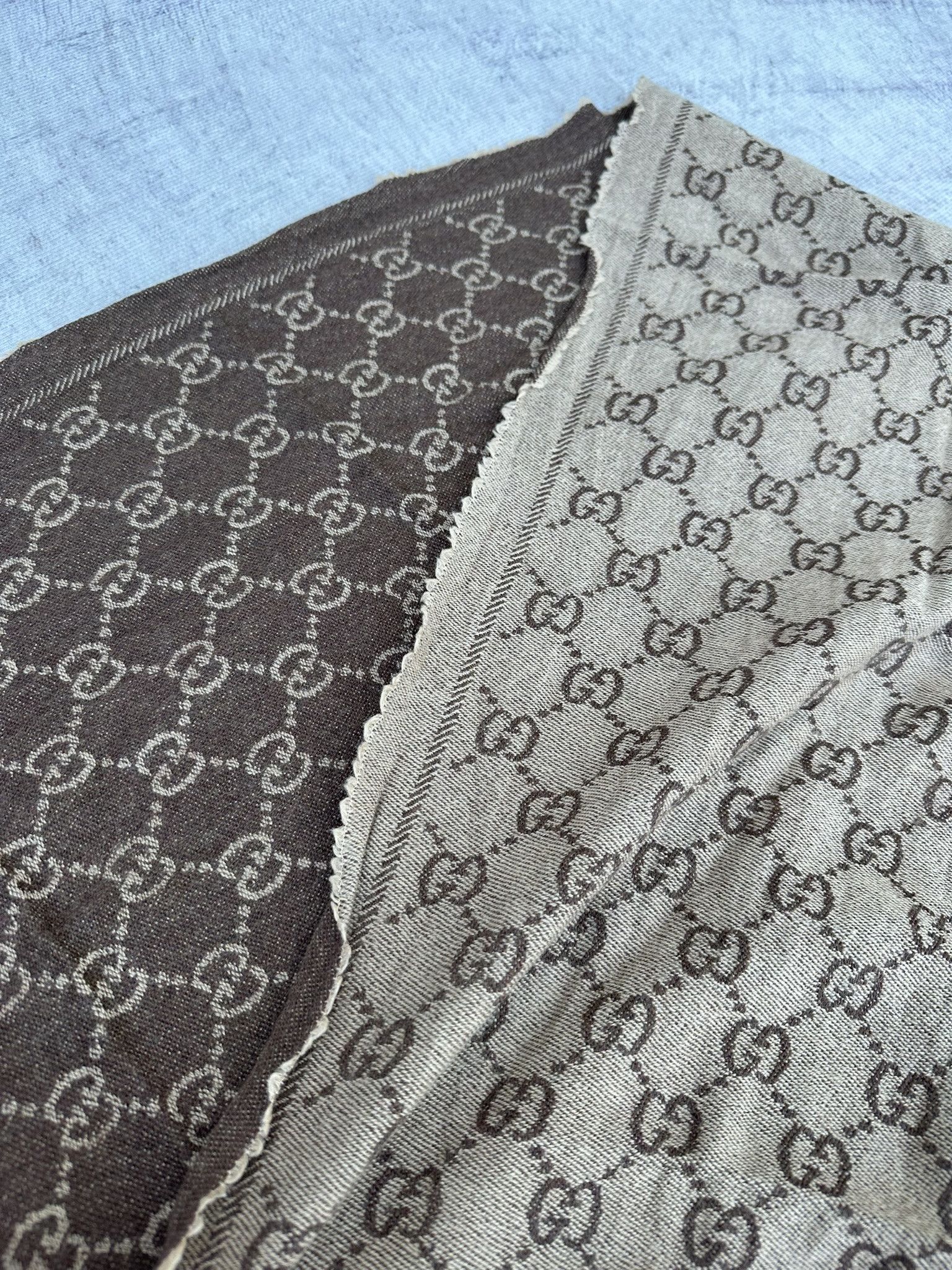 Gucci Gucci Scarf GG Monogram Logo Brown and Beige Two-tone Wool Size ONE SIZE - 6 Thumbnail