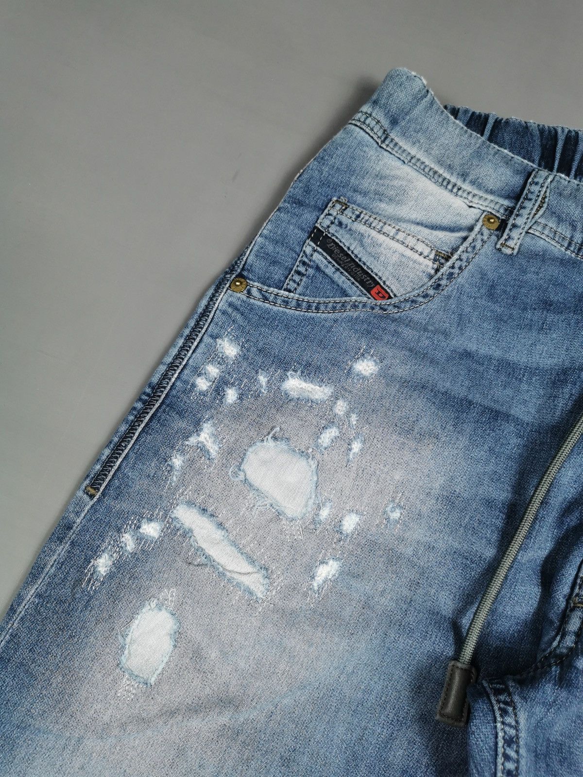 Distressed Patch Diesel Krooley-Ne Denim Sweat Pants