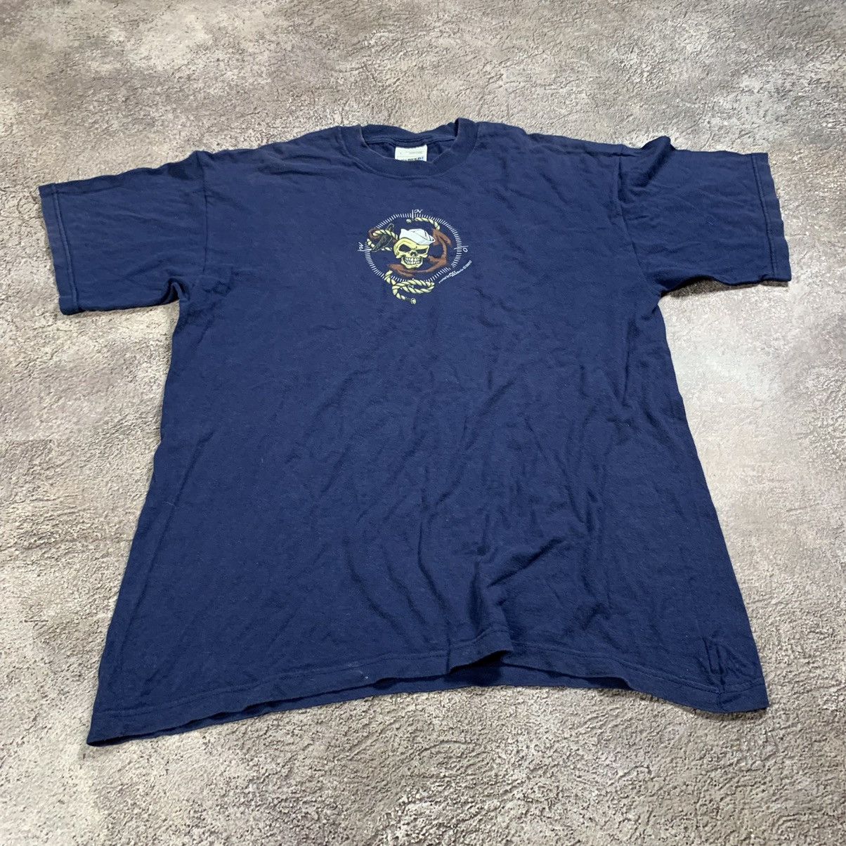 Vintage Vintage 90s Skull Graphic Tee Navy Grunge Streetwear Slim L Size US L / EU 52-54 / 3 - 2 Thumbnail
