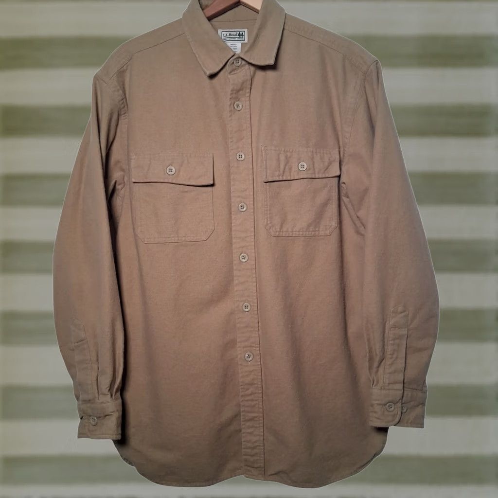 Vintage VINTAGE LL Bean Chamois Flannel Shirt Men MED REG Workwear Tan Outdoors Work 0 MT03 Size US M / EU 48-50 / 2 - 1 Thumbnail