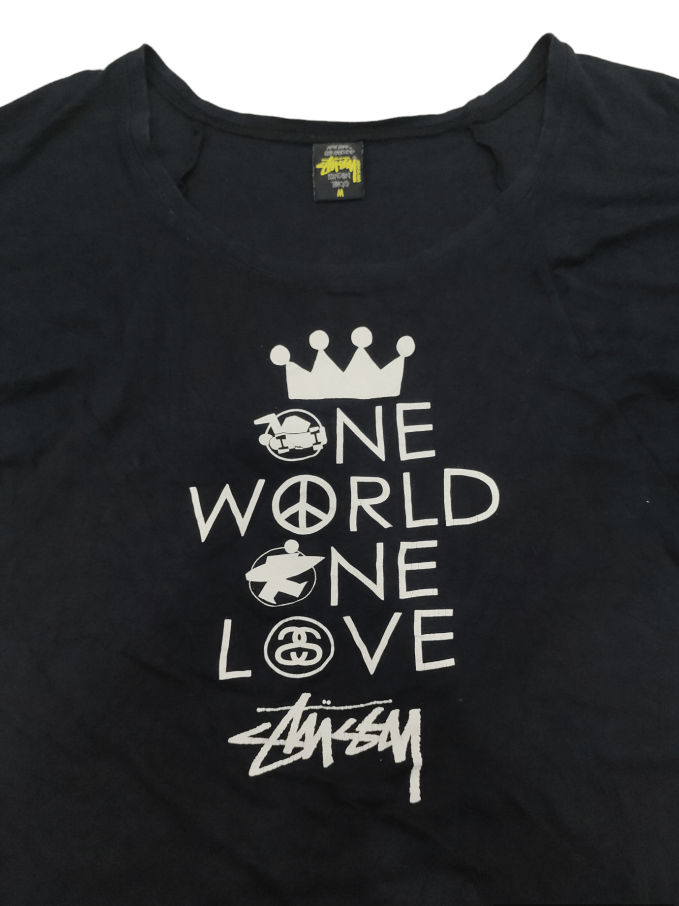 Designer × Vintage Stussy One World One Love Tee Size M / US 6-8 / IT 42-44 - 2 Thumbnail