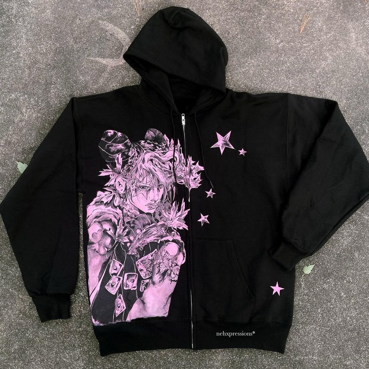 Hanes JOLYNE KUJO Custom Zipup Hood, painted with speedball ink Size US L / EU 52-54 / 3 - 2 Thumbnail
