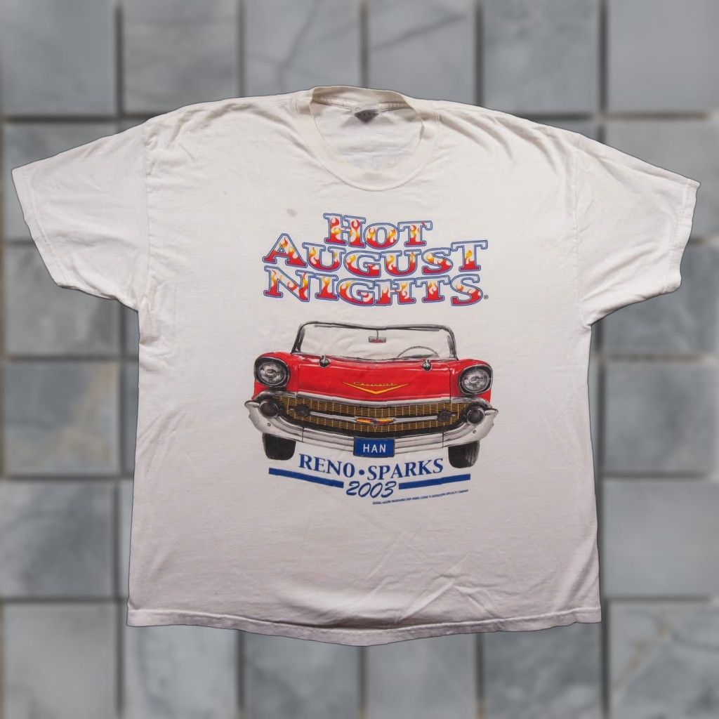 Port & Company VINTAGE Hot August Nights Shirt Mens XL White Cars Tee 2003 Y2K Port & Company T-Shirt Cars Mens XL White Vintage Fashion Size US XL / EU 56 / 4 - 1 Thumbnail