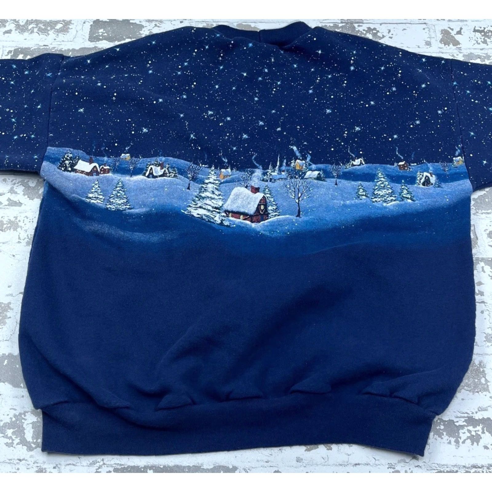 Vintage VINTAGE Christmas Sweater Women Large Crew Neck Sweatshirt AOP Angel Snow Scene Size L / US 10 / IT 46 - 2 Thumbnail