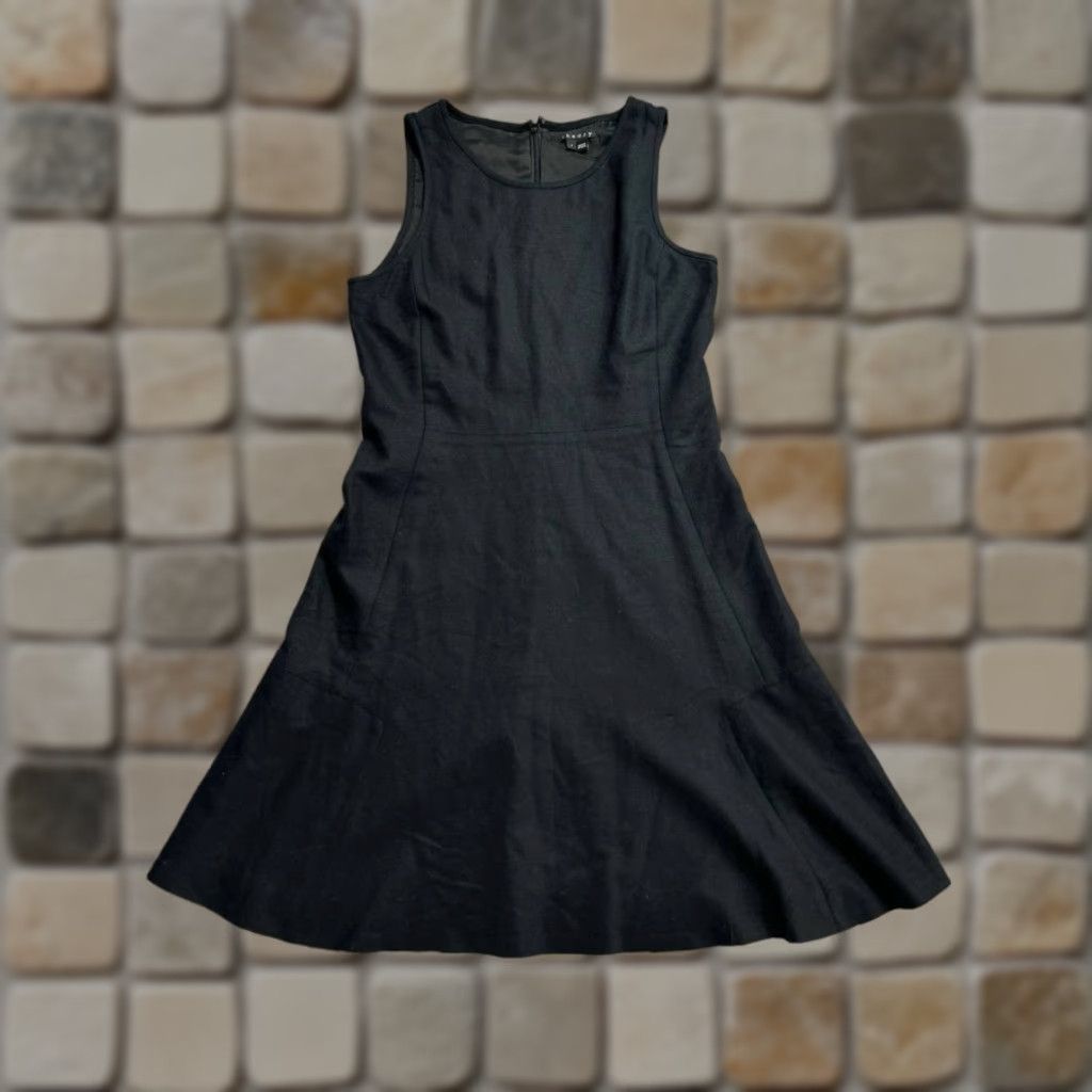 Theory Theory Tillora Dress Women 4 Black Virgin Wool Sleeveless Back Zip Fit And Flare Size S / US 4 / IT 40 - 1 Thumbnail