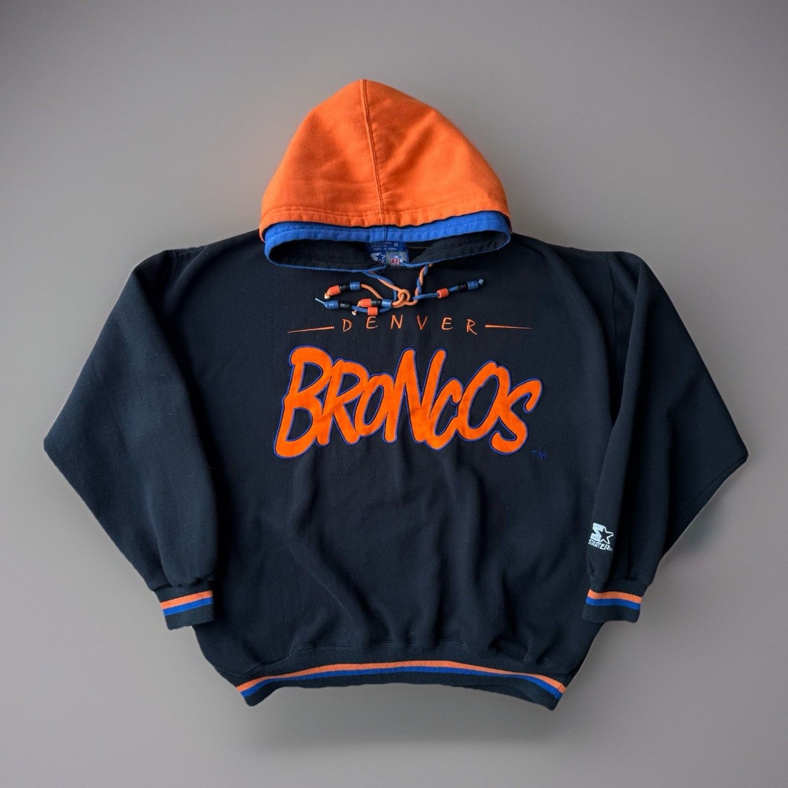 Starter × Vintage Vintage Denver Broncos Starter Hoodie Medium Black 90s Size US M / EU 48-50 / 2 - 1 Thumbnail