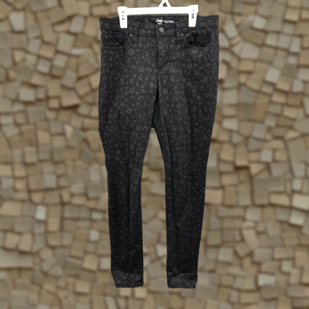 Gap Gap Legging Jeans Size 6 Womens Mid Rise Dark Wash Black Denim Cheetah Leopard Size 28" / US 6 / IT 42 - 1 Thumbnail