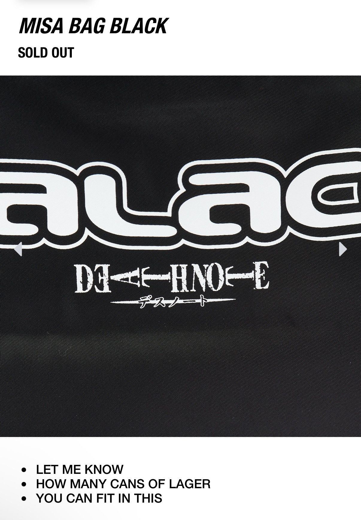 Other PALACE DEATHNOTE MISA BAG Size ONE SIZE - 5 Thumbnail