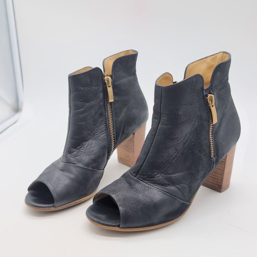 Other Paul Green Bellini Sz 8 Black Leather Peep-Toe Ankle Boots Size US 8 / IT 38 - 1 Thumbnail