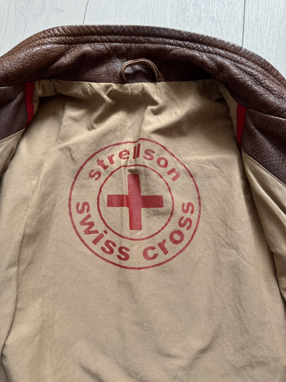Vintage Strellson Swiss Cross Biker Moto Leather Jacket