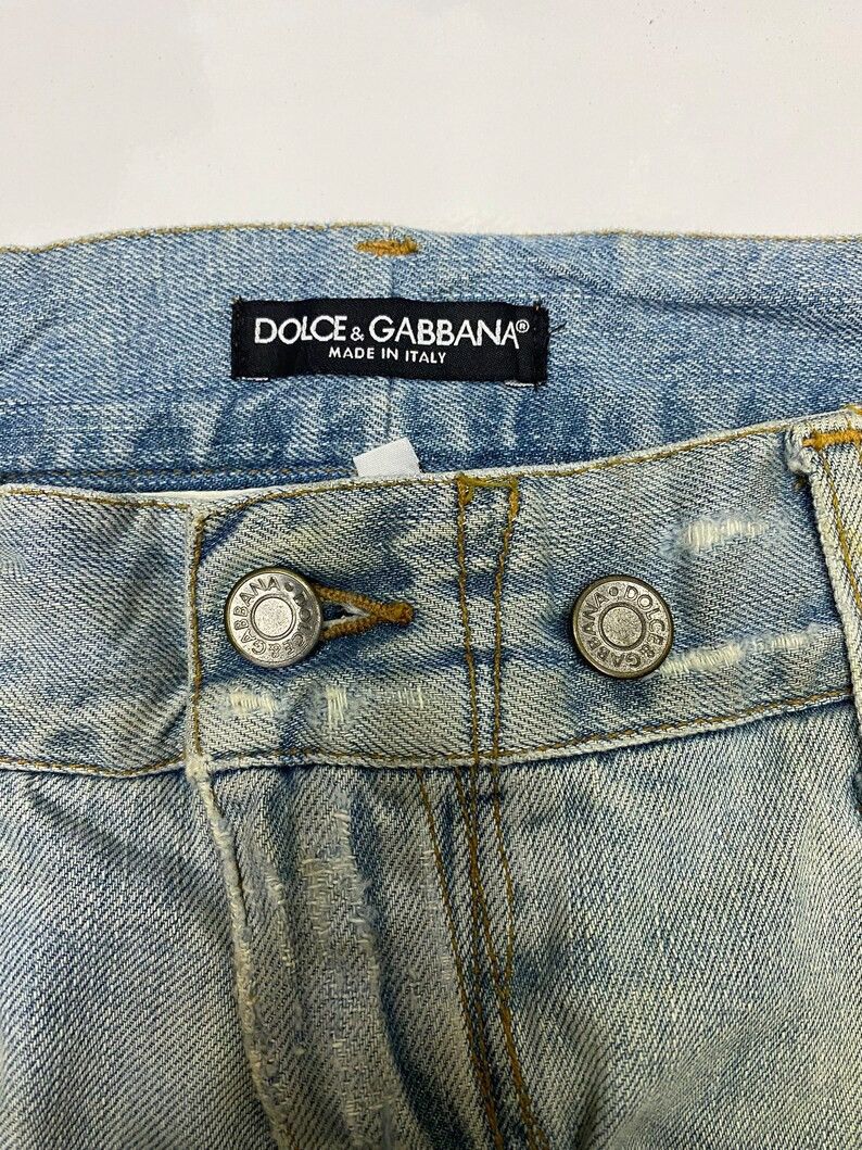 Dolce & Gabbana × Vintage Dolce & Gabbana Zipper Pocket Distressed Denim Jeans Size US 33 - 8 Thumbnail