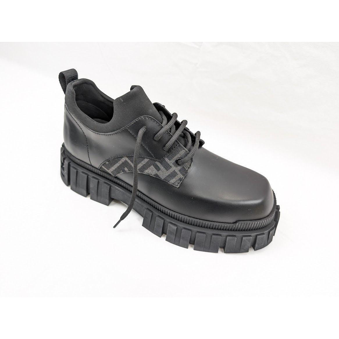 Fendi o1rshd1 Men's Lace Up Fabric Calf Leather Boots Shoe in Nero Size US 11 / EU 44 - 3 Thumbnail