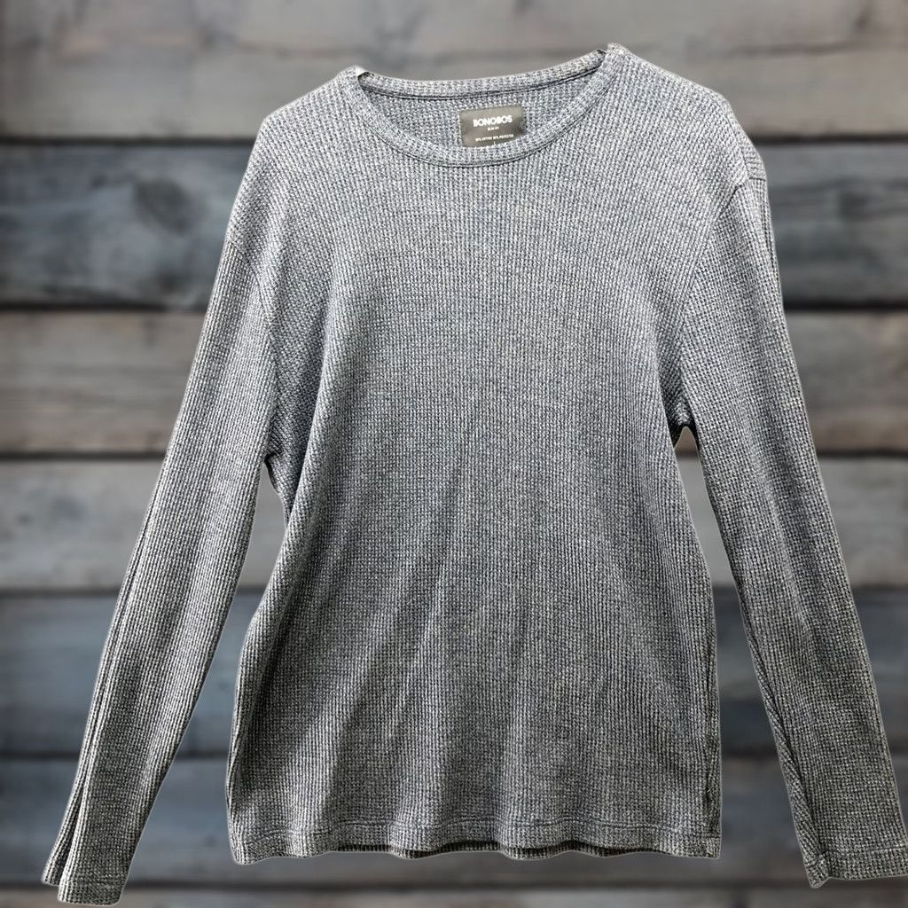 Bonobos Bonobos Thermal Shirt Mens L Crewneck Slim Fit Blue Long Sleeve Waffle Knit Size US L / EU 52-54 / 3 - 1 Thumbnail