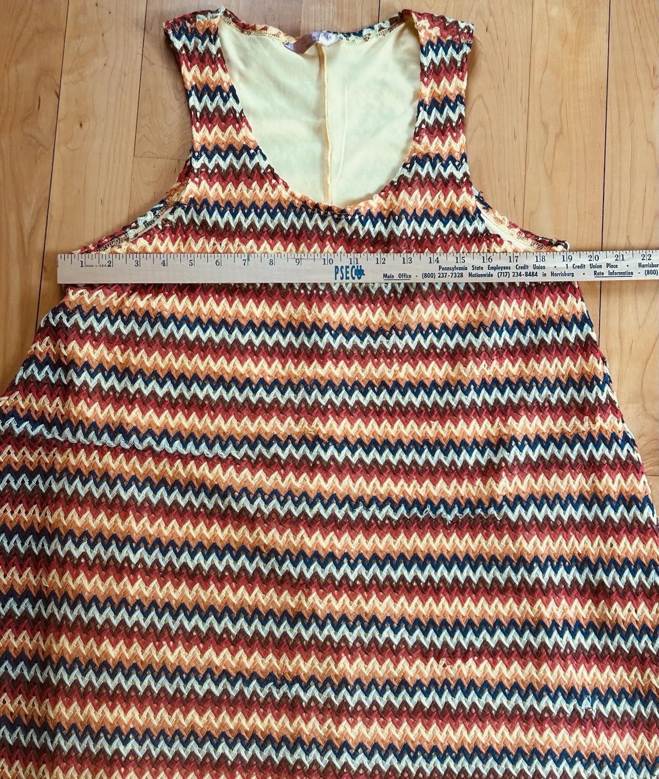 Other SJS Plus Size 1X Chevron Multi Colored Crochet Tank Dress Size XL / US 12-14 / IT 48-50 - 6 Thumbnail