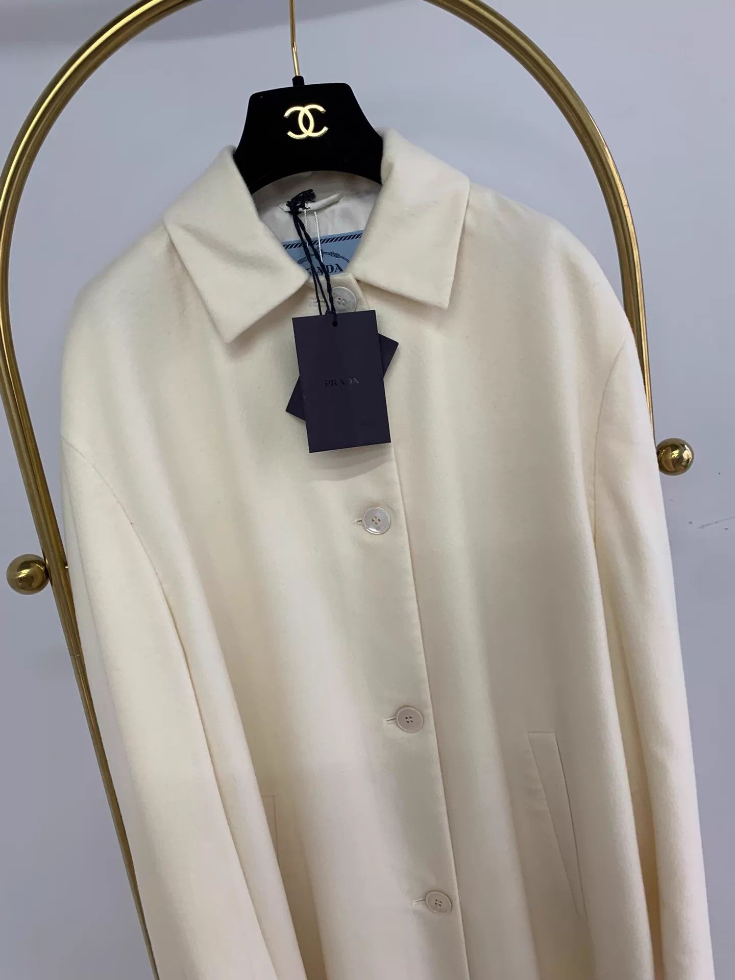 Prada PRADA Cream Cashmere Overcoat Size 38 Size XS / US 0-2 / IT 36-38 - 2 Thumbnail