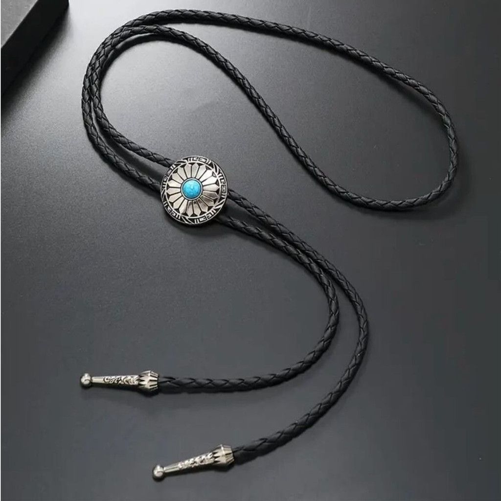 Other Turquoise Stone Small Round Concho Bolo Tie Mens Casual Size ONE SIZE - 2 Thumbnail
