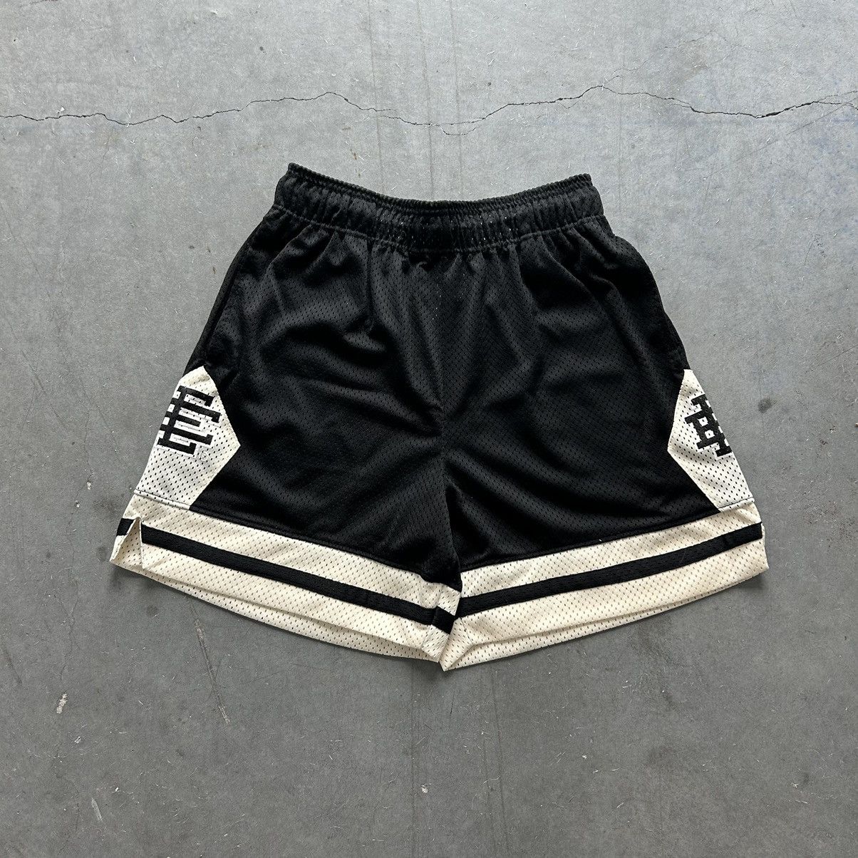 Pre-owned Eric Emanuel Black Diamond Mesh Shorts Small Grail Archival In Black/white