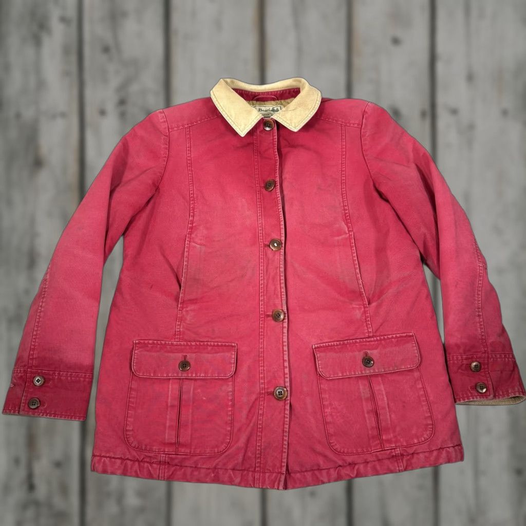 Vintage VINTAGE L.L.Bean Jacket Womens Large Red Canvas Barn Chore Field Coat Lined Outdoor Work Size L / US 10 / IT 46 - 1 Thumbnail
