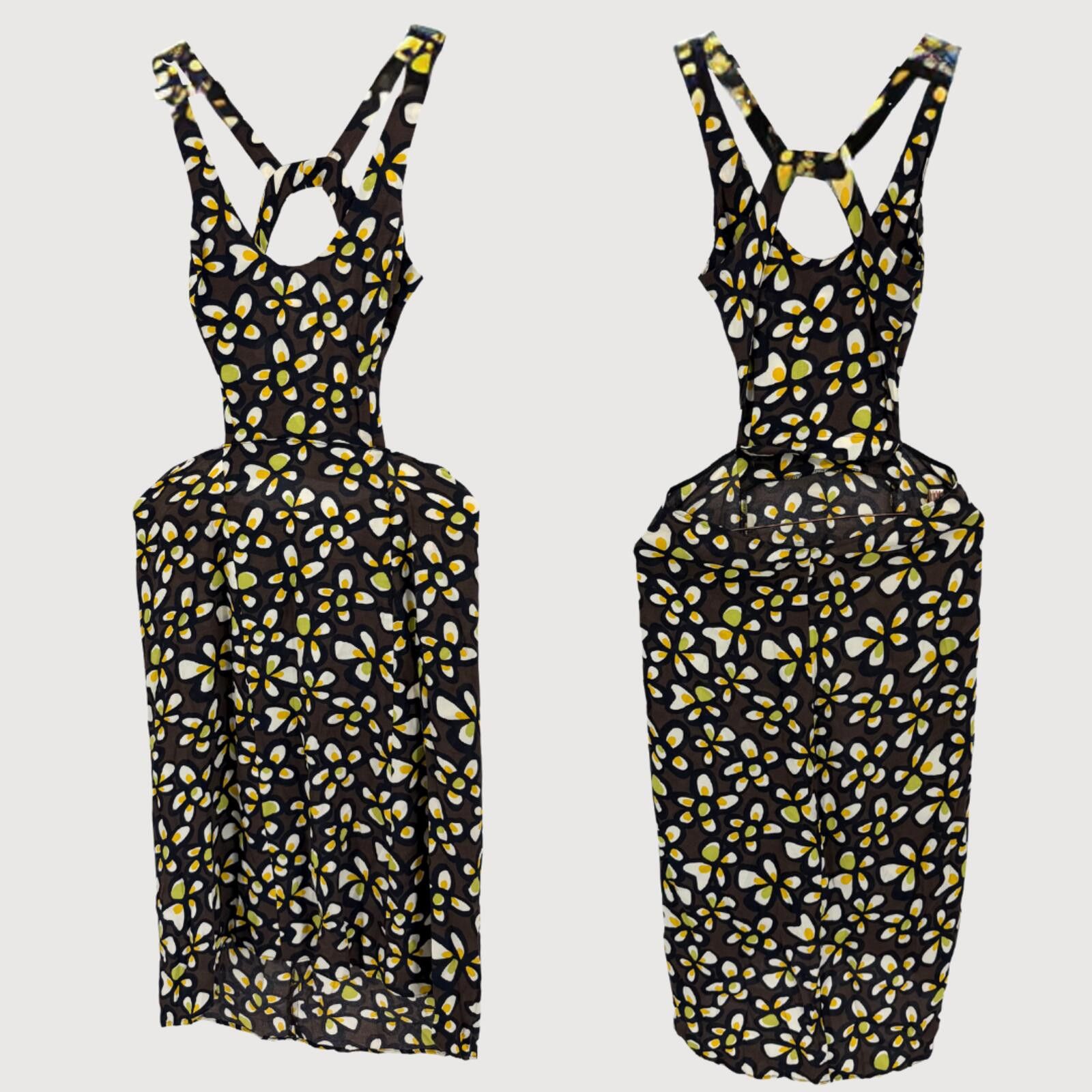 Other Reformation Floral Cut Out Midi Dress Brown Yellow XXS Size XXS / US 00 / IT 34 - 1 Thumbnail