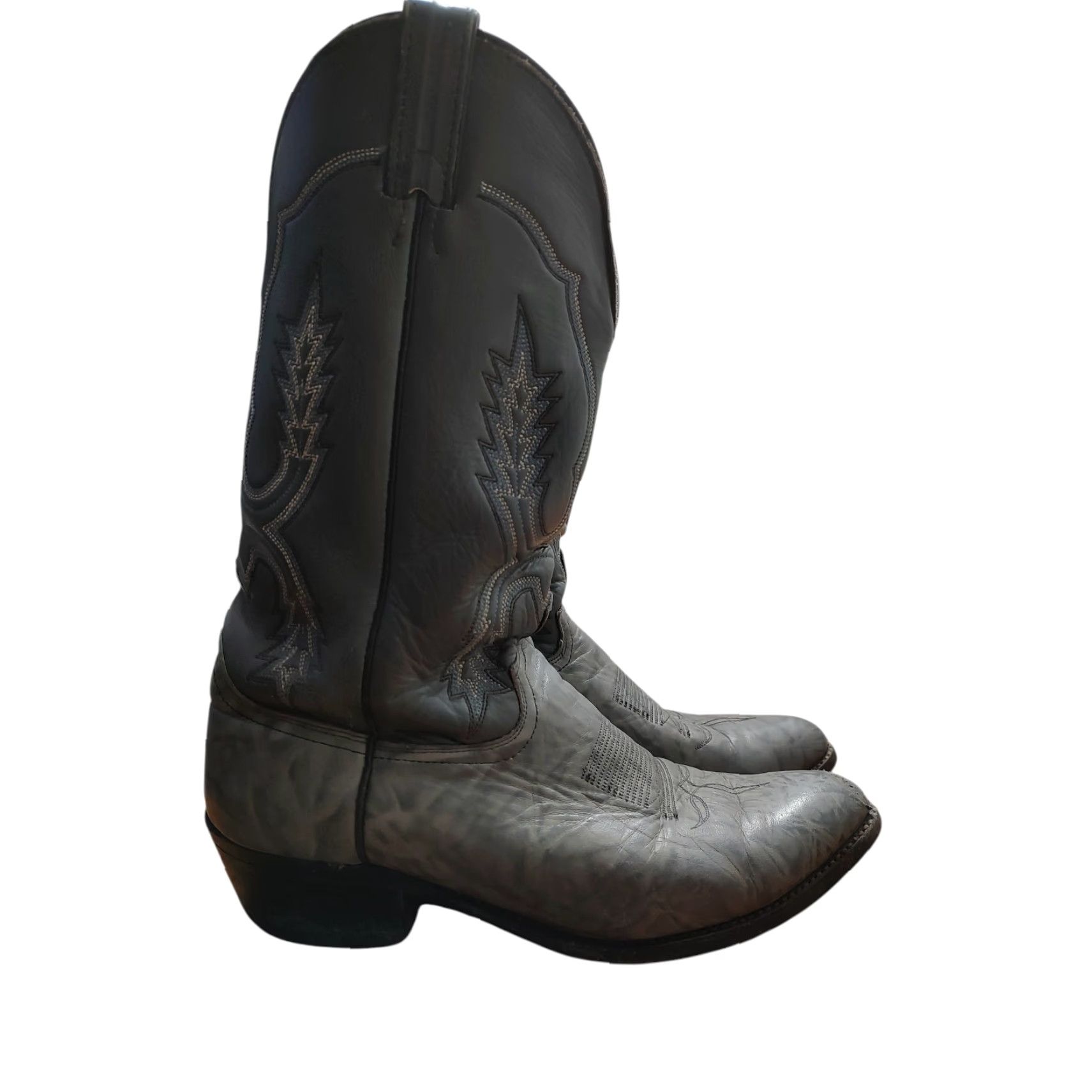 VINTAGE Abilene Cowboy Boots Mens 10.5 D Gray Marble Western Boots 6725