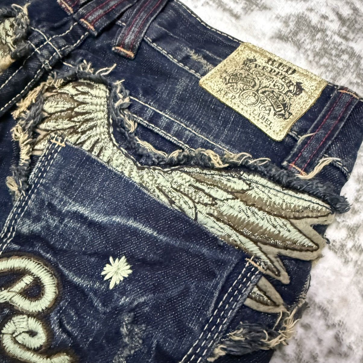 Japanese Brand Vintage Red Pepper Japan Embroidery Wings Flare Jeans Size 26" / US 2 / IT 38 - 7 Thumbnail