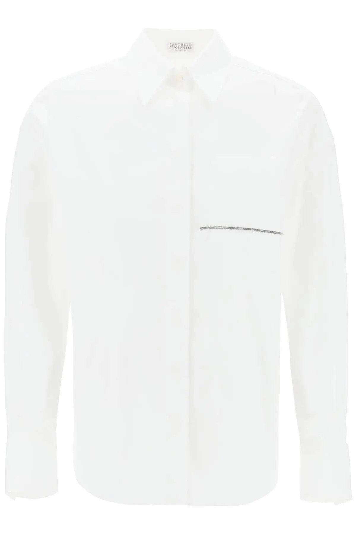 image of Brunello Cucinelli O1S22I1N0424 Cotton Poplin Shirt In White, Women's (Size XS)