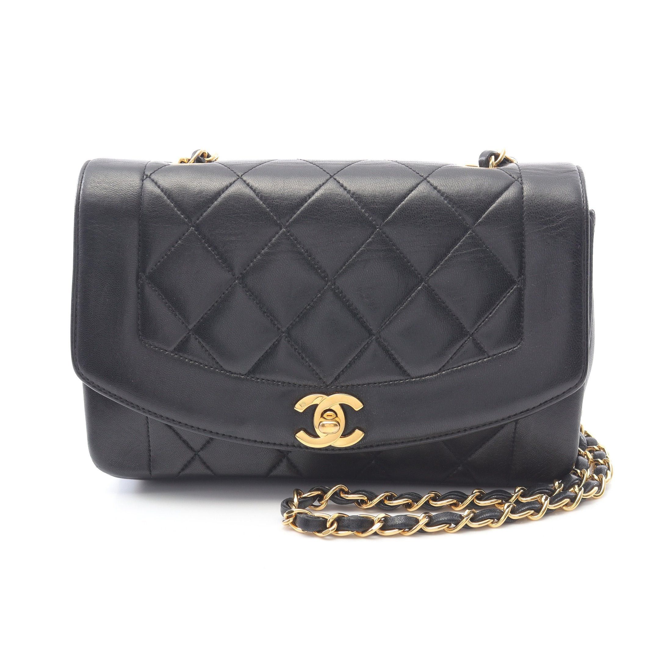 Chanel Chanel Matelasse Diana Flap Chain Shoulder Bag Lambskin Black Gold Hardware Size ONE SIZE - 1 Thumbnail